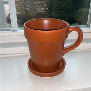 RARE NEW Lillian Vernon flower pot cup mug saucer. Great for coffee tea, planter